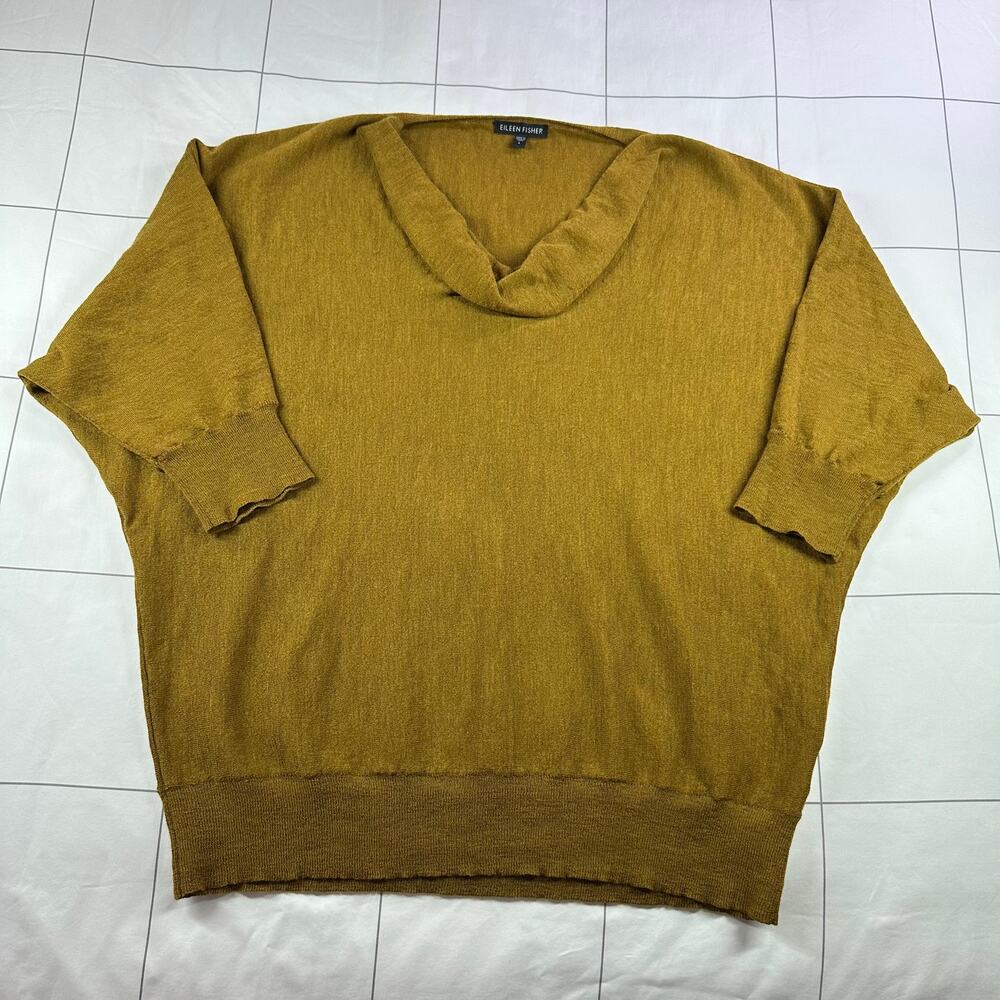 Eileen Fisher Sweater Womens Large Wool Draped Cowl Neck Dolman Lightweight Knit